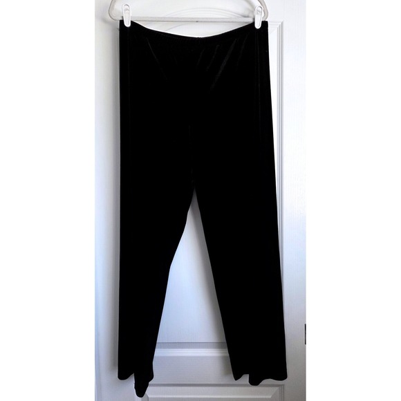 Chico's Pants - VTG Chicos Private Edition Black Velvet Wide Straight Leg Pants Stretch Size 2/L